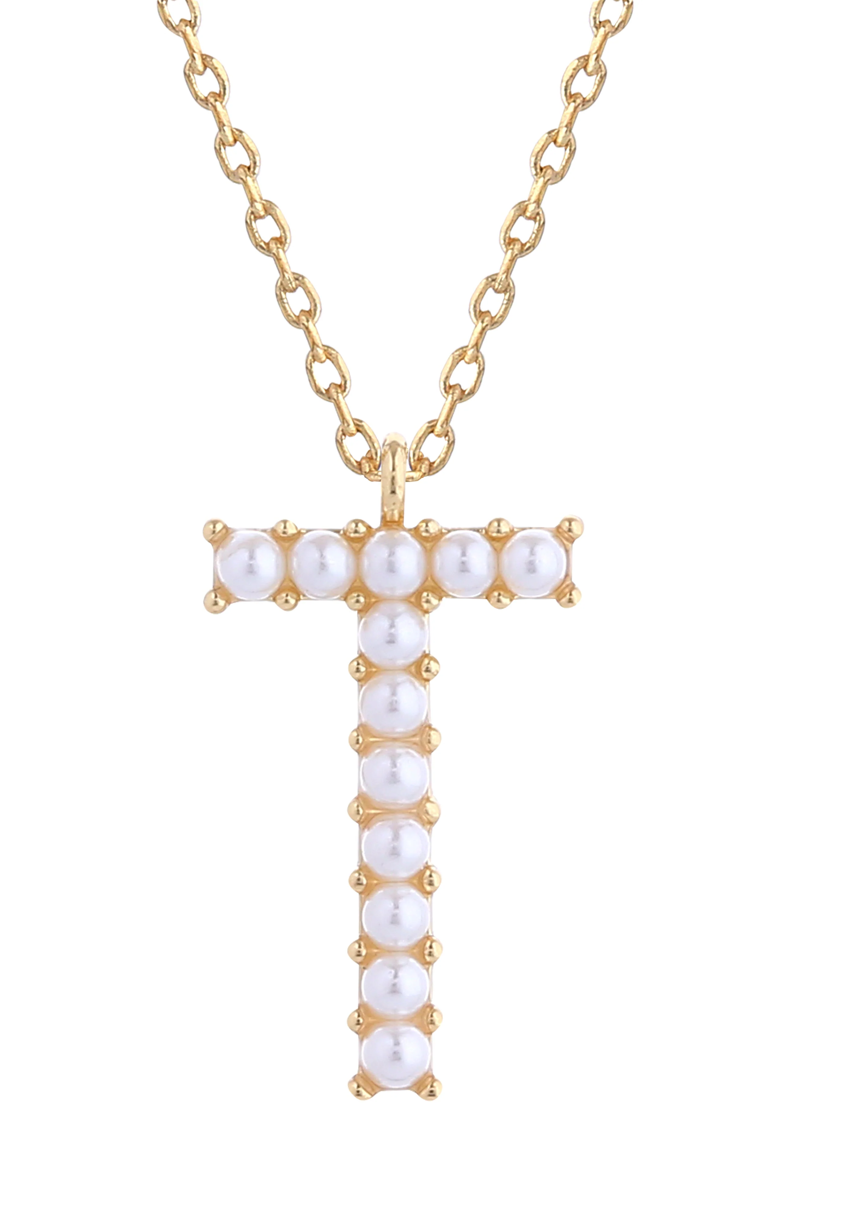 14K Gold Dipped Pearl initial Necklace - Image 21