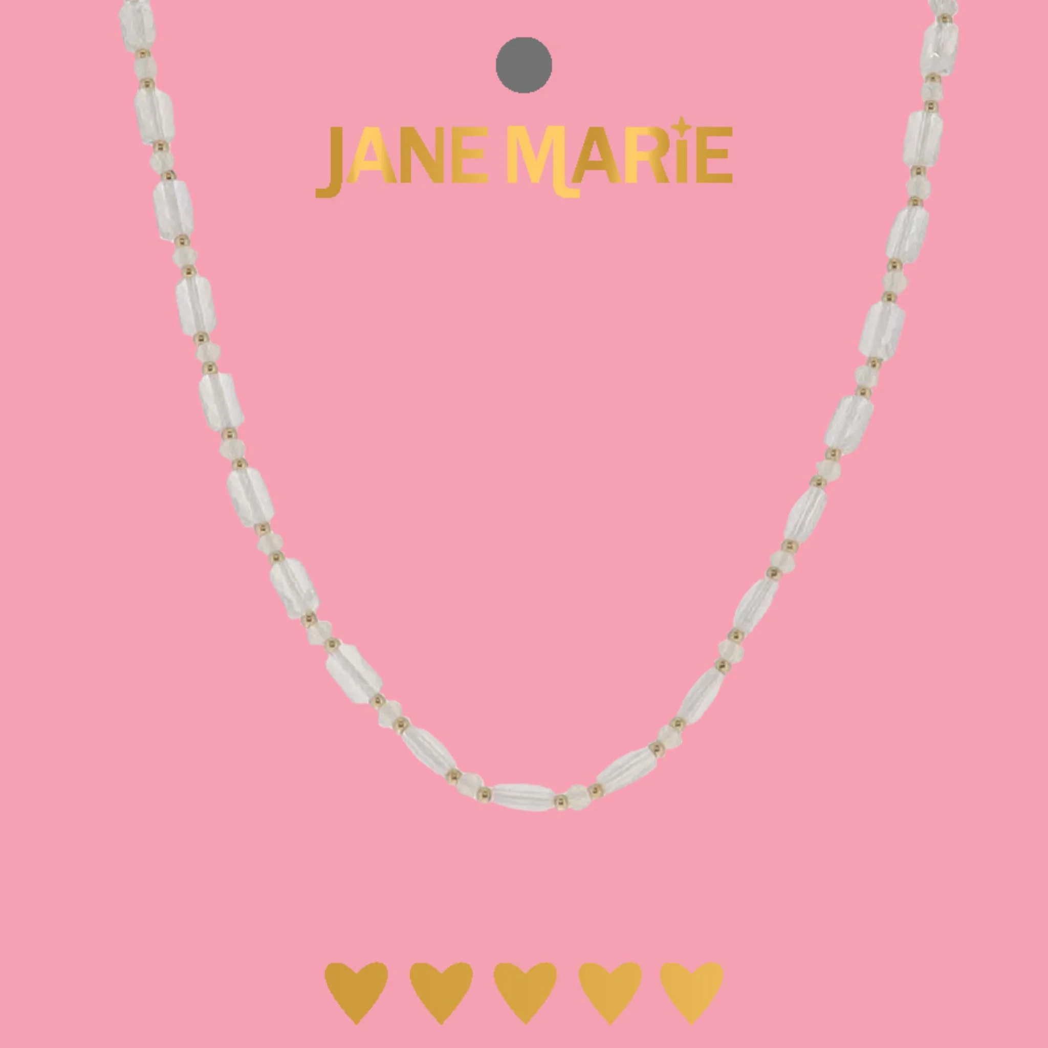 15" AB Clear Glass Beaded Necklace with Gold Accents