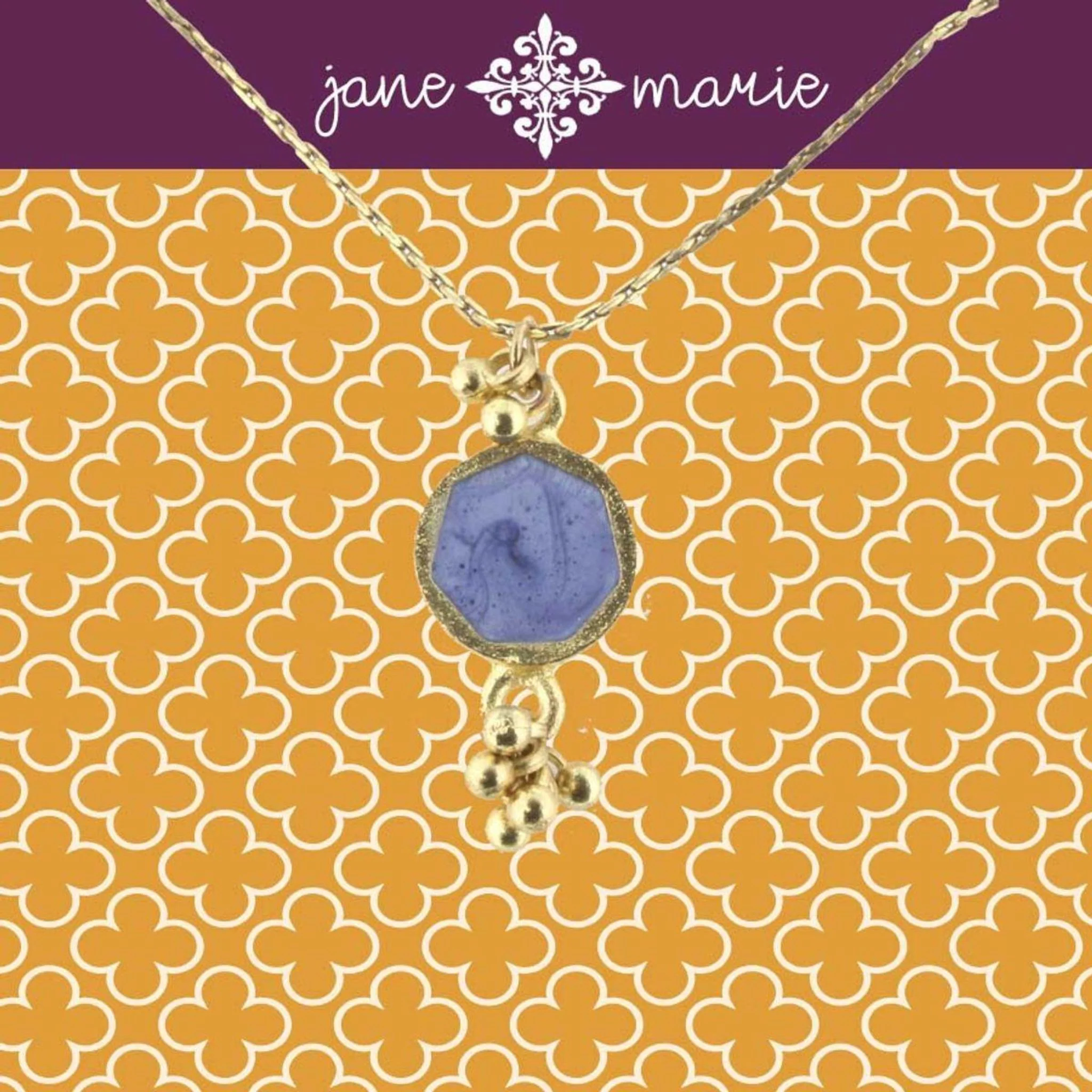 16" Purple Sun Stone Necklace with Gold Dangles, 3" Ext