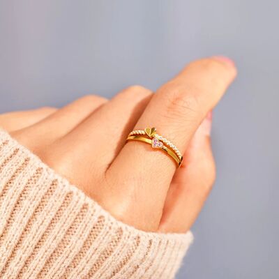 18K Gold-Plated 925 Sterling Silver Double-Layered Ring - Image 2