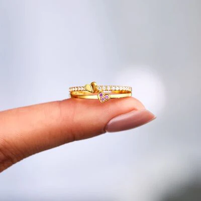 18K Gold-Plated 925 Sterling Silver Double-Layered Ring - Image 5