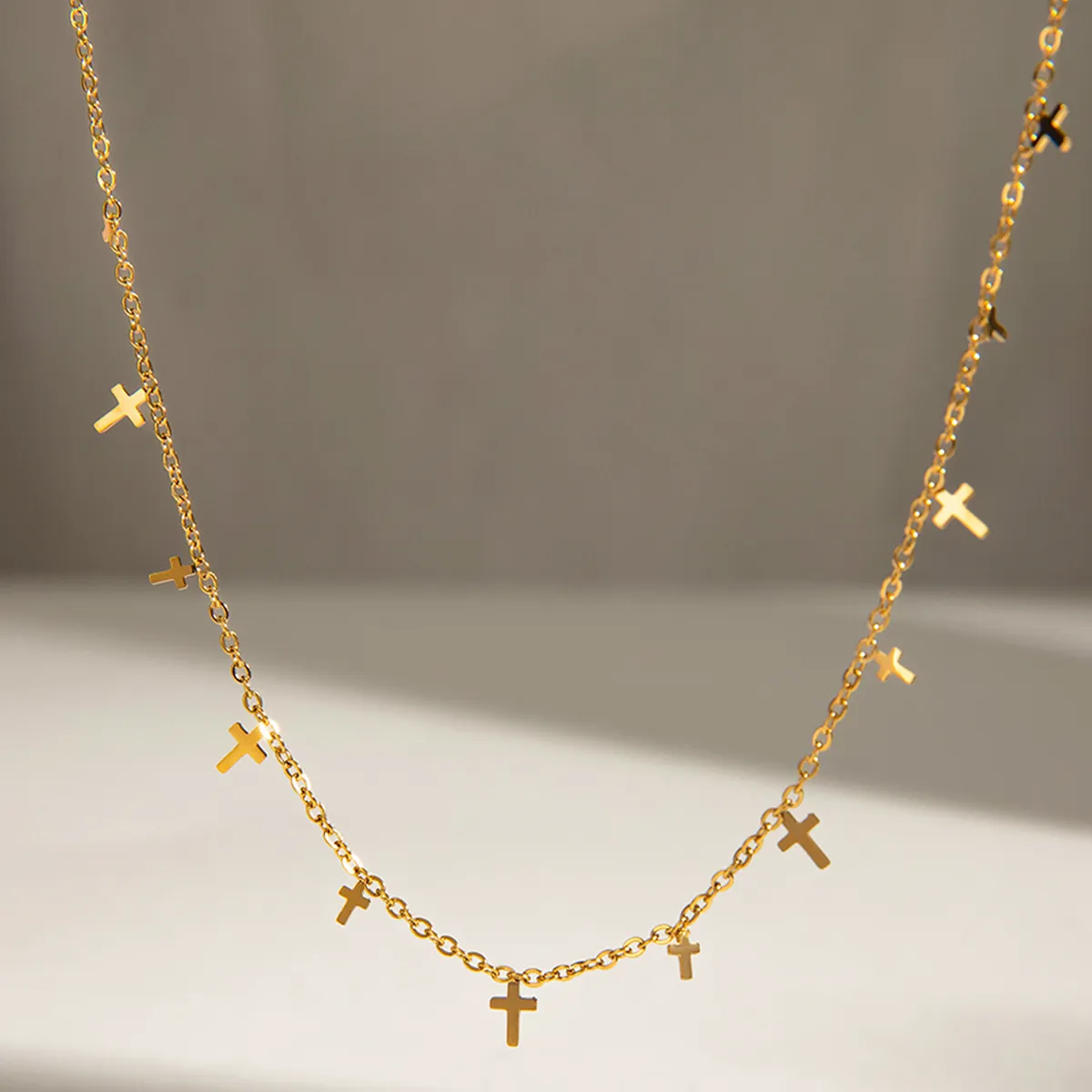 18K Gold-Plated Cross Necklace - Image 4