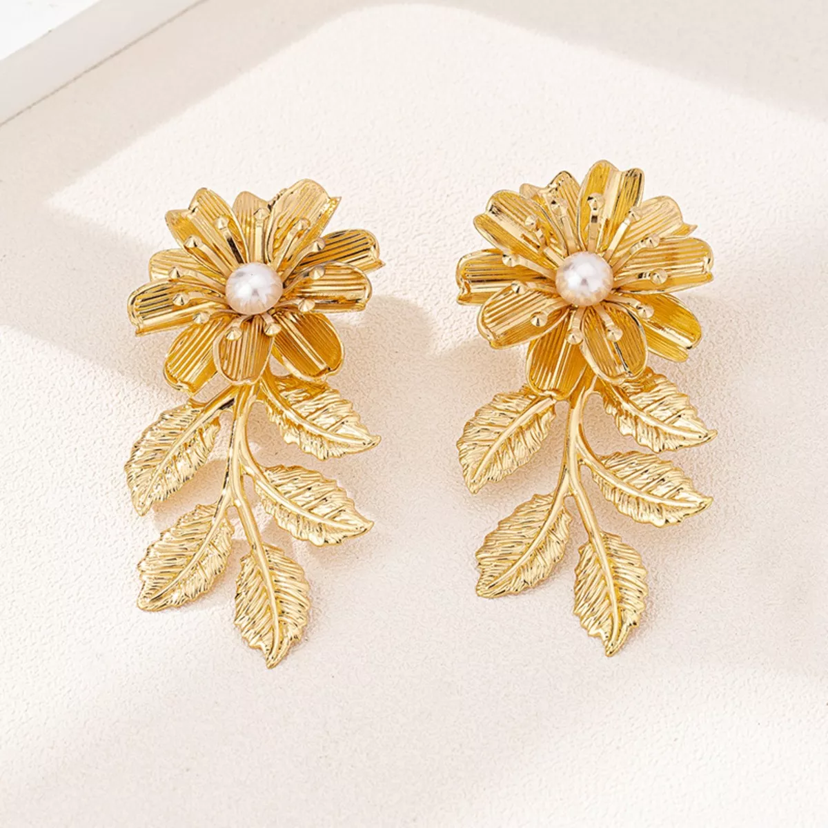 18K Gold-Plated Flower Earrings - Image 3