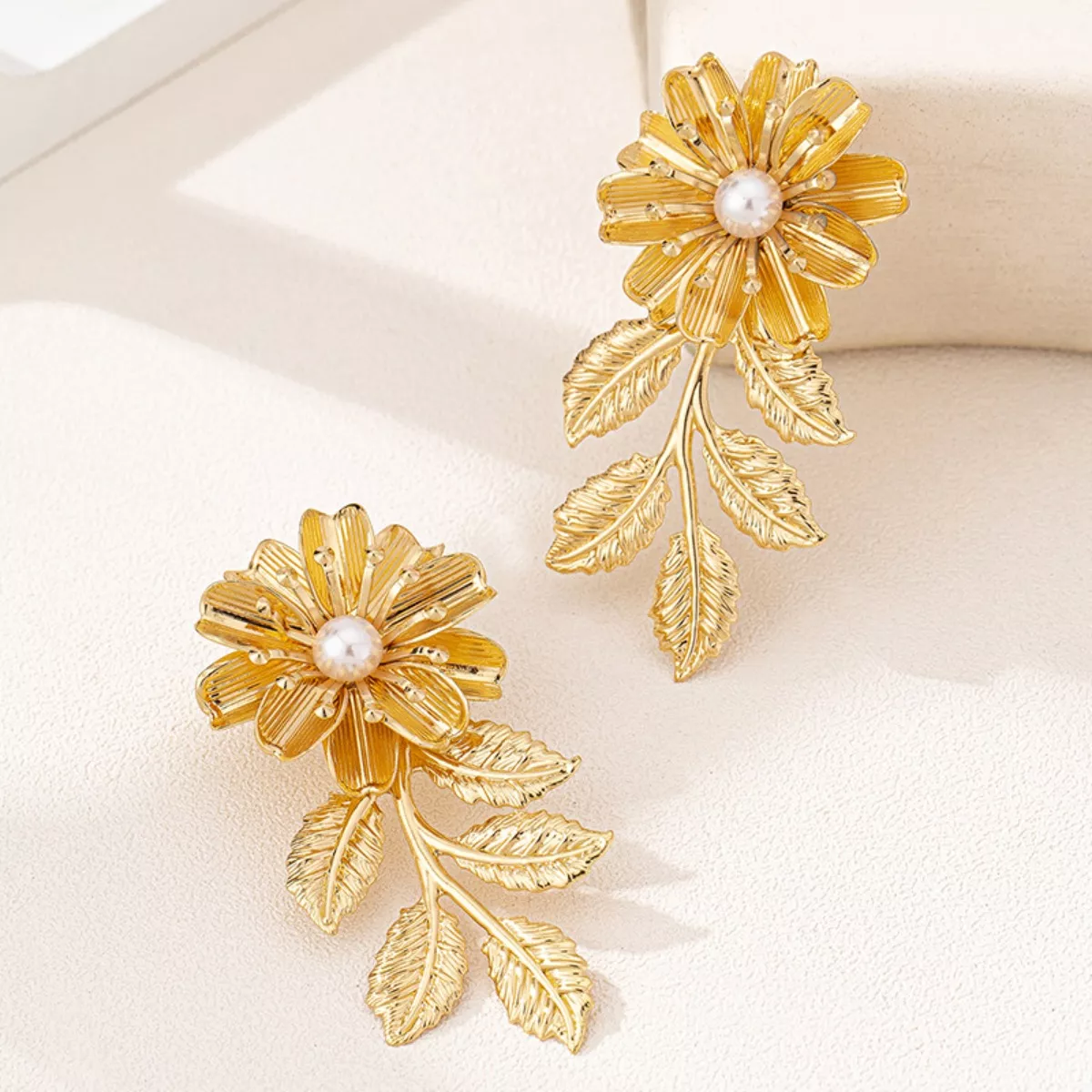 18K Gold-Plated Flower Earrings - Image 4
