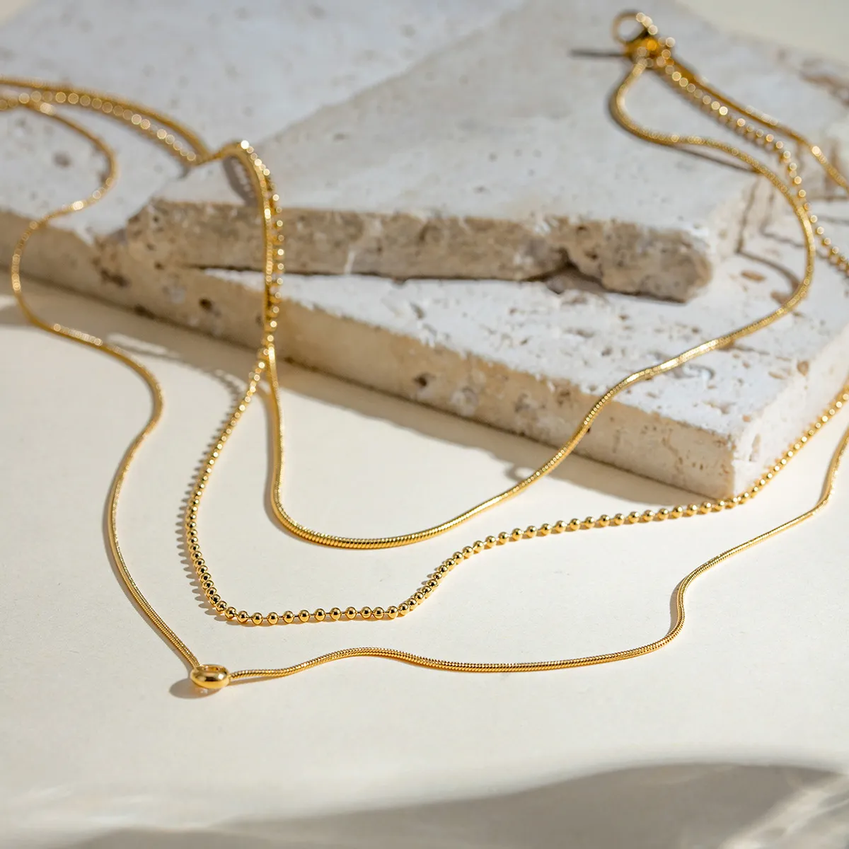 18K Gold-Plated Layered Necklace - Image 3