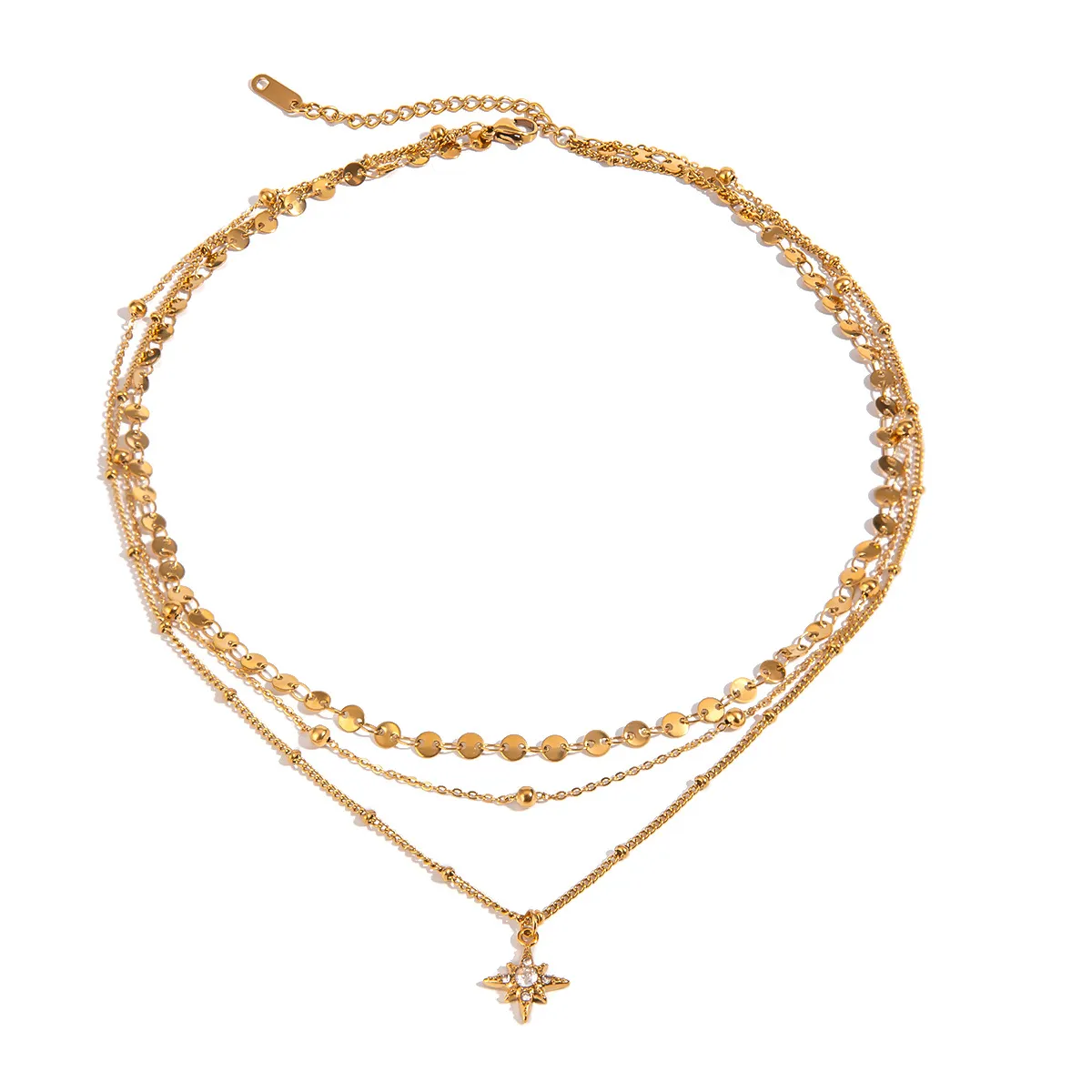 18K Gold-Plated Layered Star Pendant Necklace - Image 5