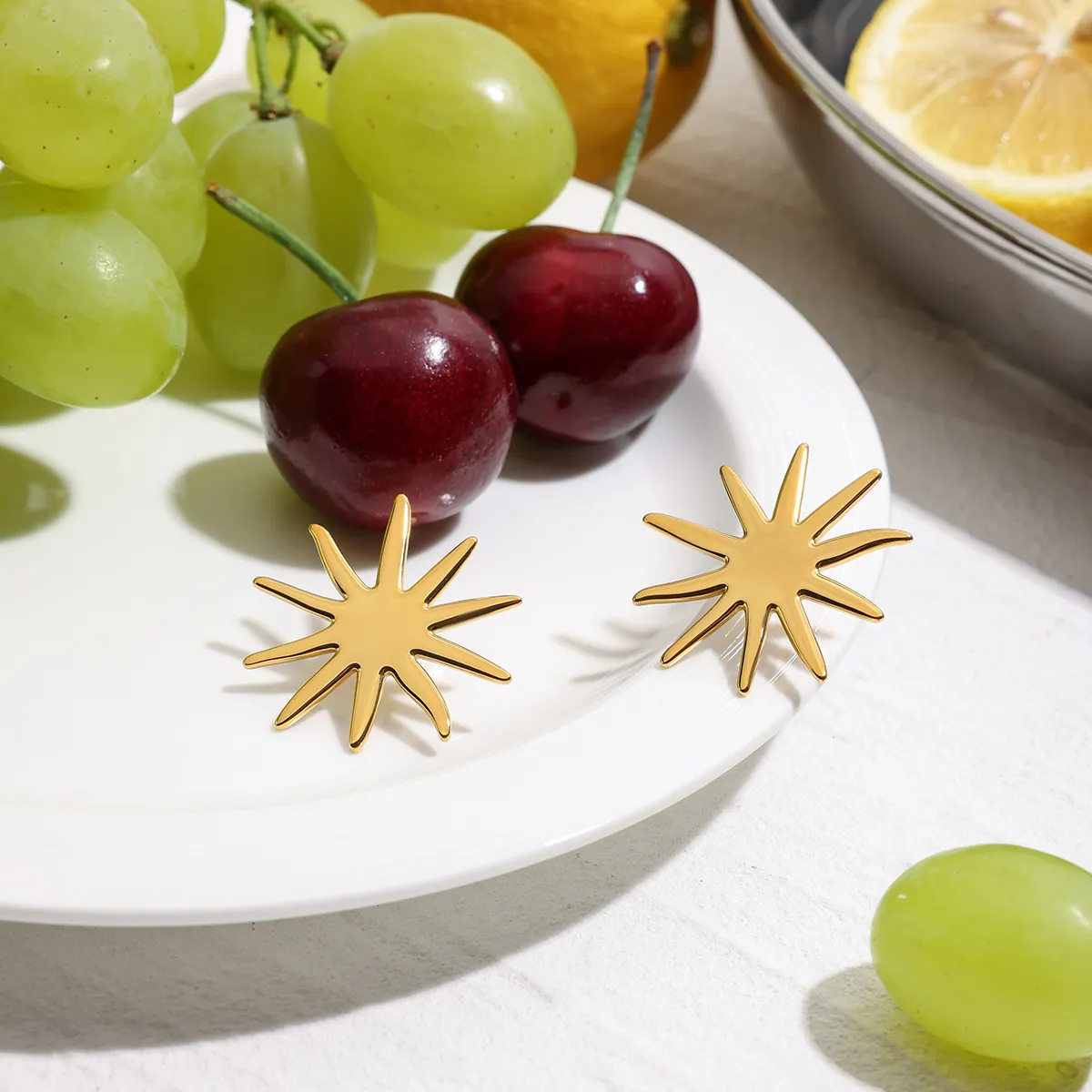 18K Gold-Plated Starburst Stud Earrings - Image 2