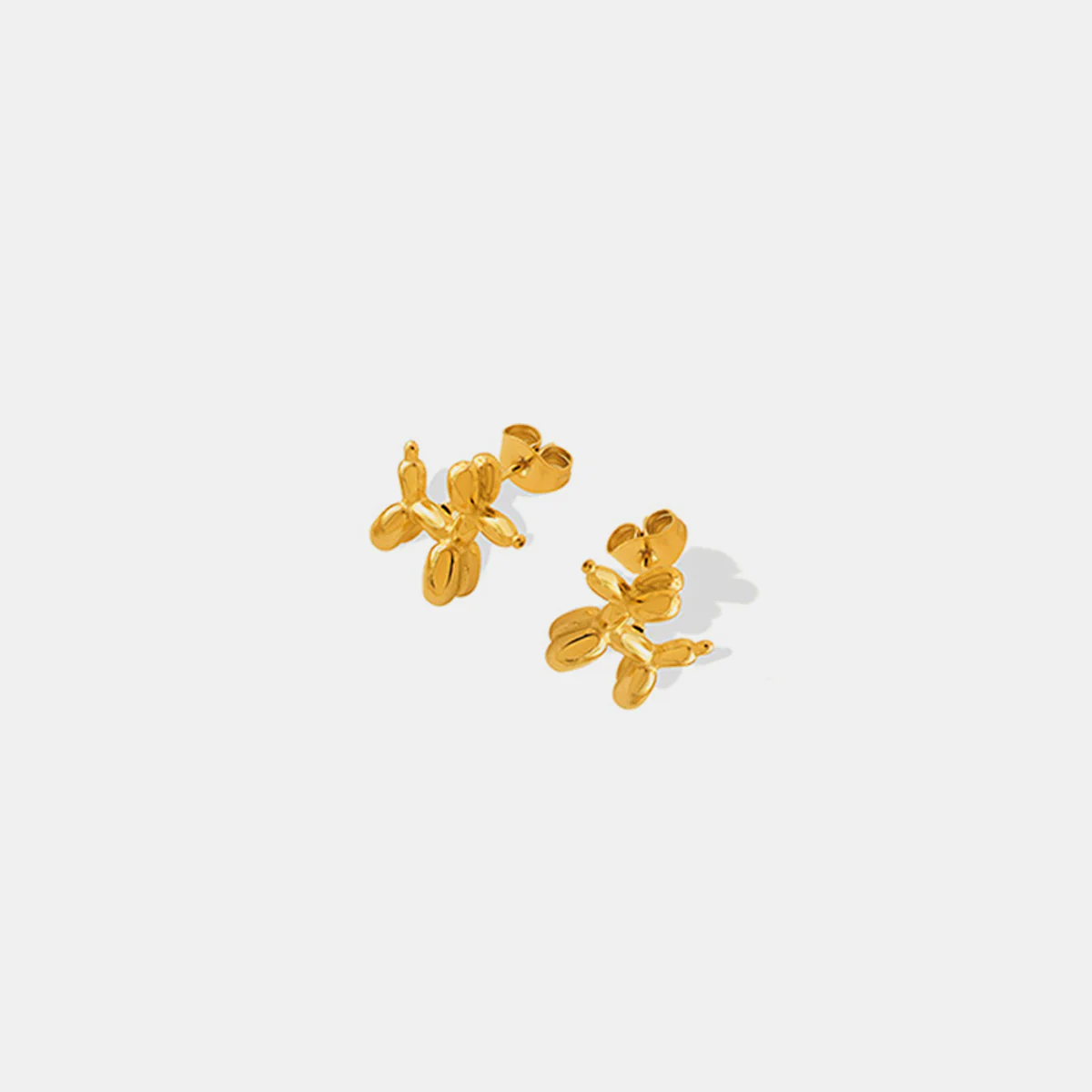 18K Gold-Plated Titanium Steel Puppy Shape Stud Earrings - Image 2