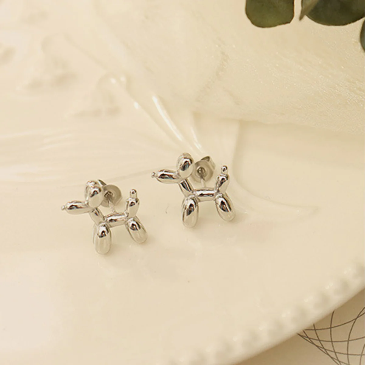 18K Gold-Plated Titanium Steel Puppy Shape Stud Earrings - Image 5