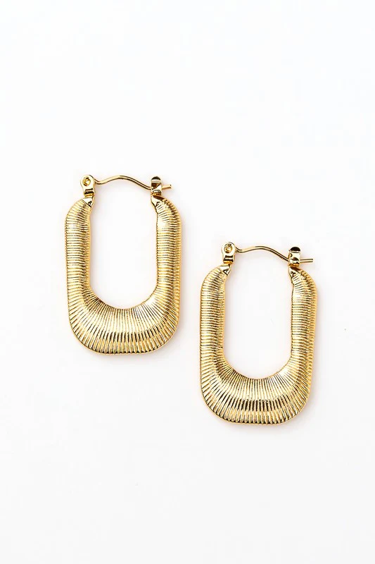 18K STAINLESS STEEL MINI RECTANGLE HOOP EARRING - Image 7
