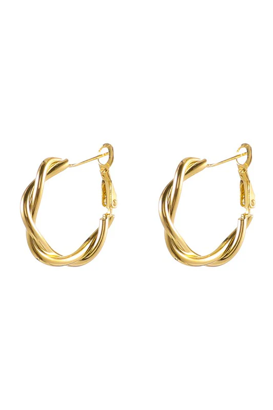 18K STAINLESS STEEL TWISTED HOOP EARRINGS - Image 10