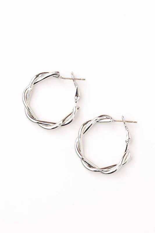 18K STAINLESS STEEL TWISTED HOOP EARRINGS - Image 9