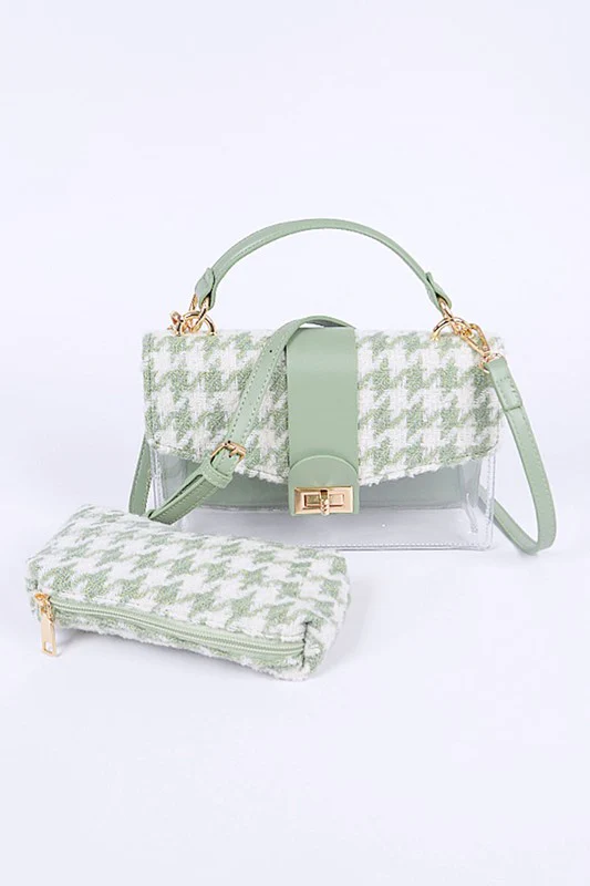 2 In 1 Houndstooth Print Clear Bag Set - Image 3