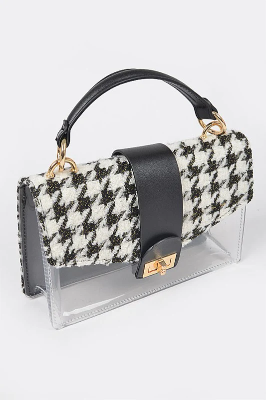 2 In 1 Houndstooth Print Clear Bag Set - Image 5
