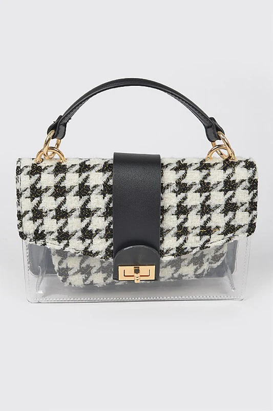 2 In 1 Houndstooth Print Clear Bag Set - Image 6