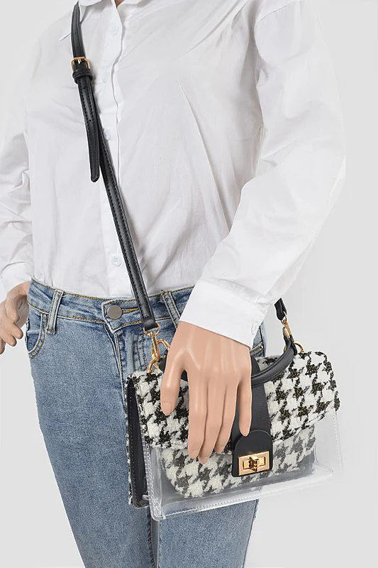 2 In 1 Houndstooth Print Clear Bag Set - Image 8
