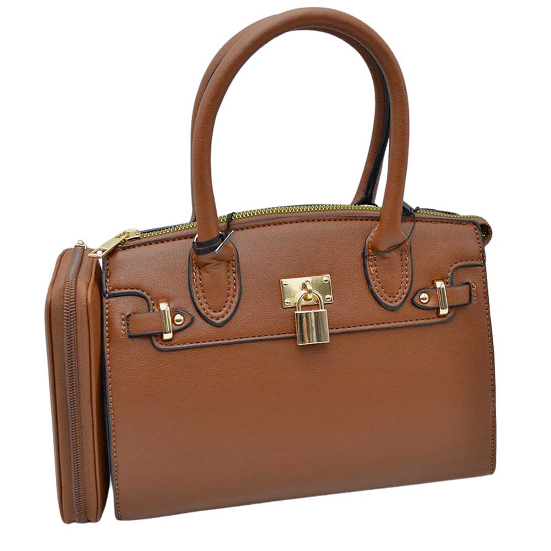2-in-1 Top Handle Satchel Tote Handbag with Wallet - Image 2