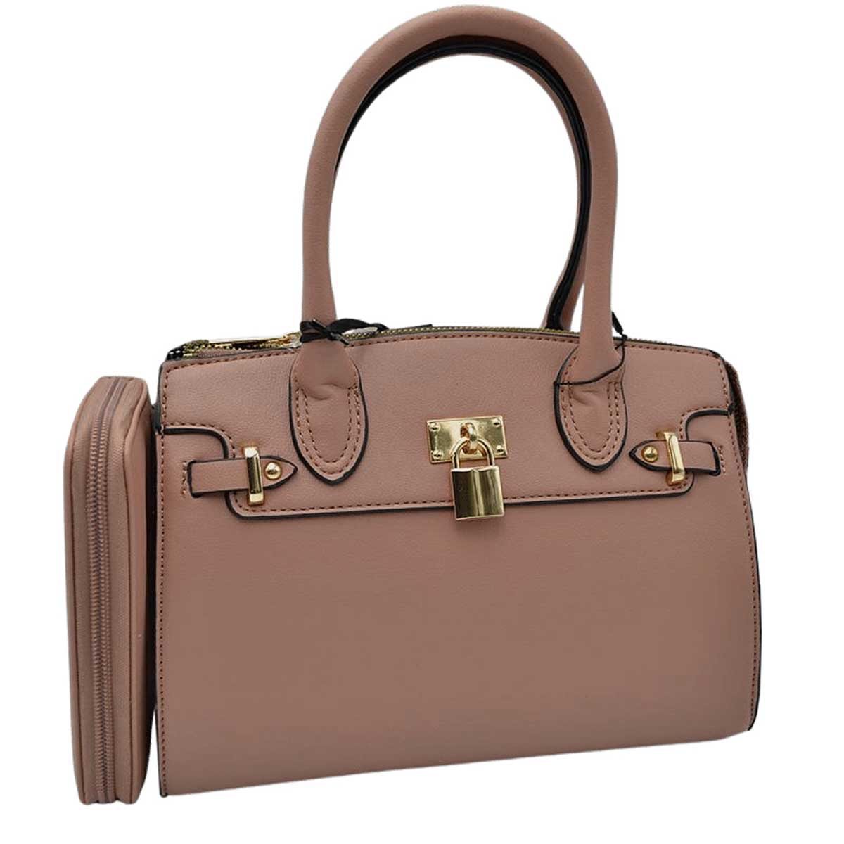 2-in-1 Top Handle Satchel Tote Handbag with Wallet - Image 4