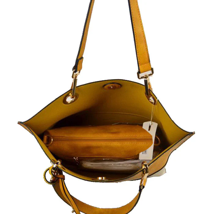 2 n1 Vegan Tote Handbag Pouch Faux Leather Tote Bag - Image 3