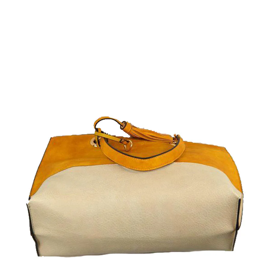 2 n1 Vegan Tote Handbag Pouch Faux Leather Tote Bag - Image 4