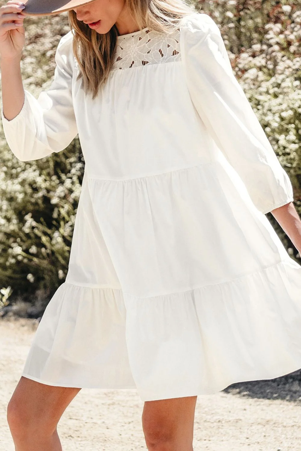 3/4 Sleeve Tiered Mini Dress - Image 3