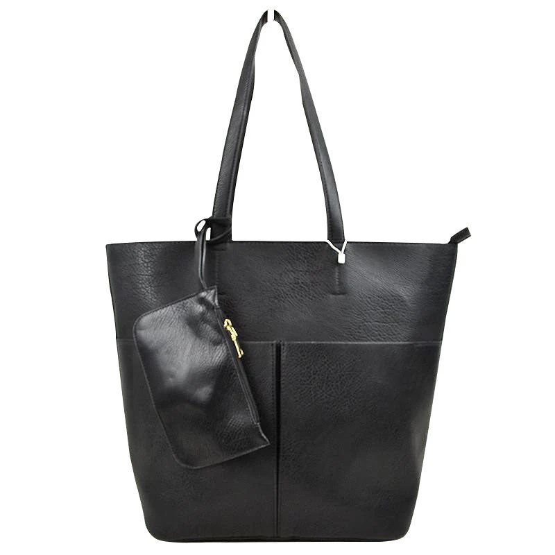 3 In 1 Large Soft Faux Leather Womens Tote Handbags - Image 3