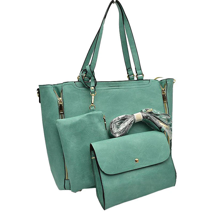 3 in 1 Side Zipper Women's Tote Handbag set - Image 6