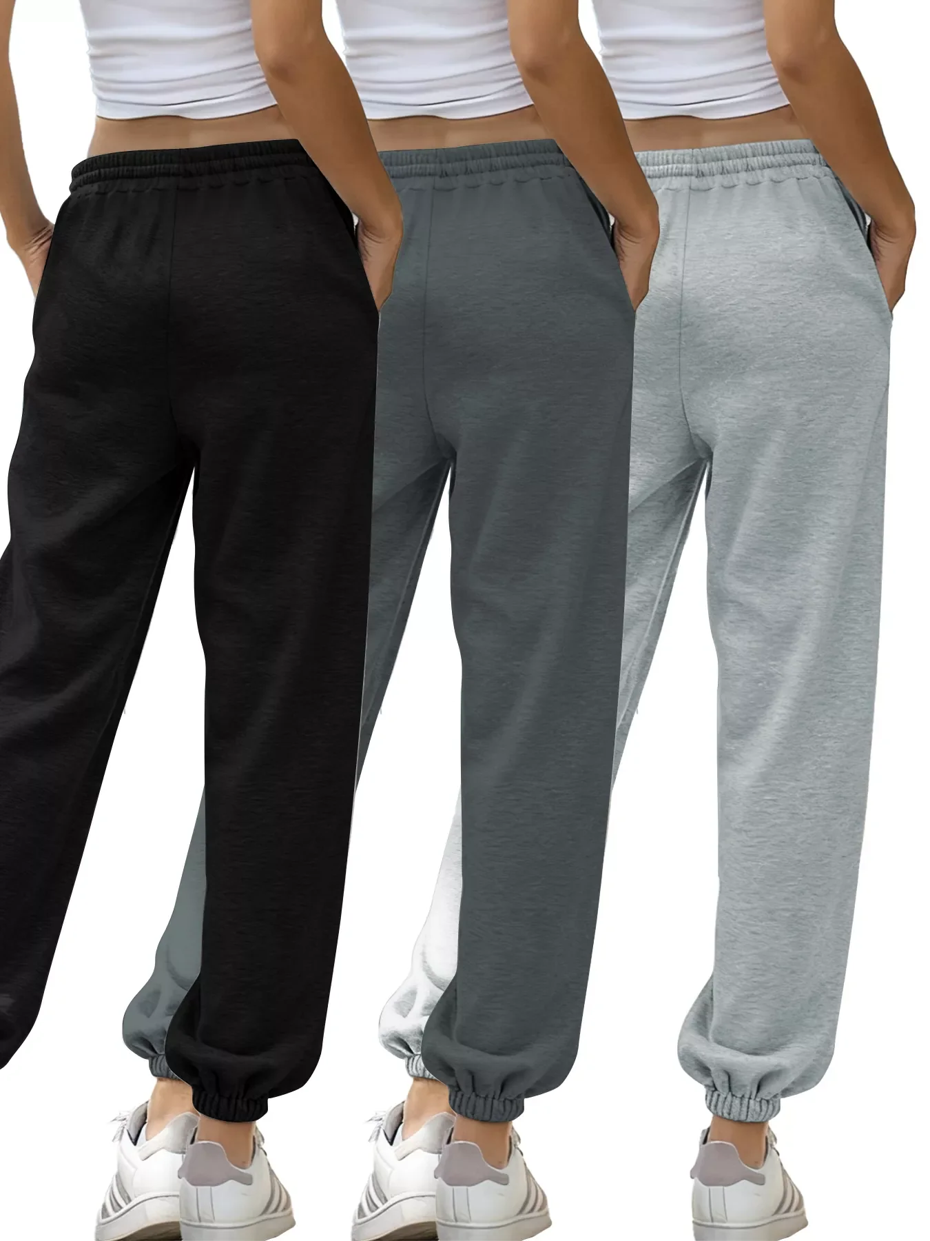3 Piece Drawstring Joggers with Pockets - Image 3