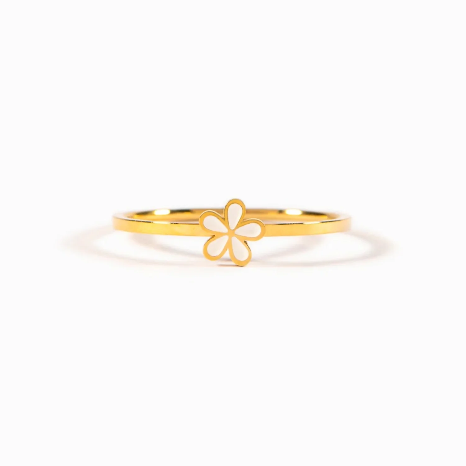 925 Sterling Silver Enamel Flower Ring - Image 3