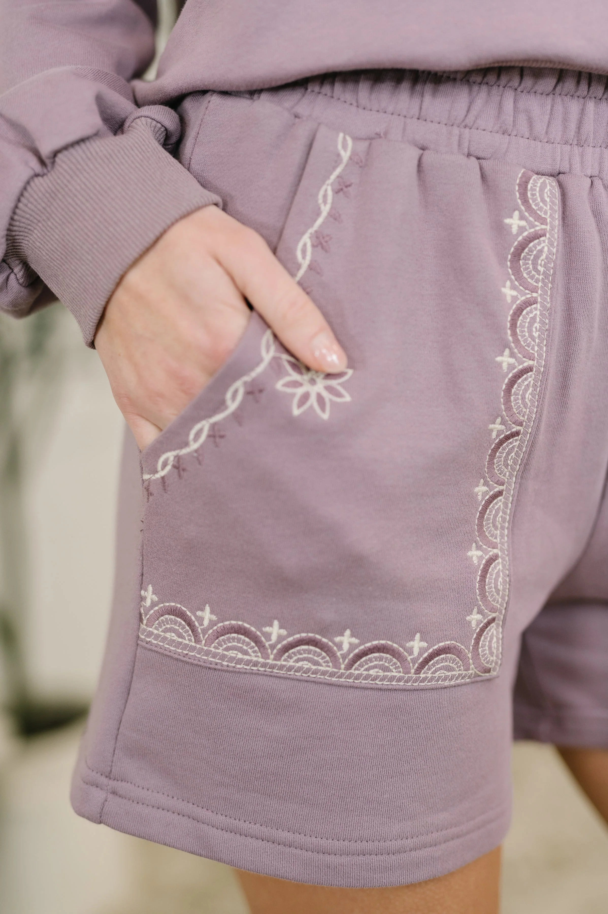 A Little Bit of Comfort Embroidered Top and Bottom Set in Dusty Mauve - Image 6