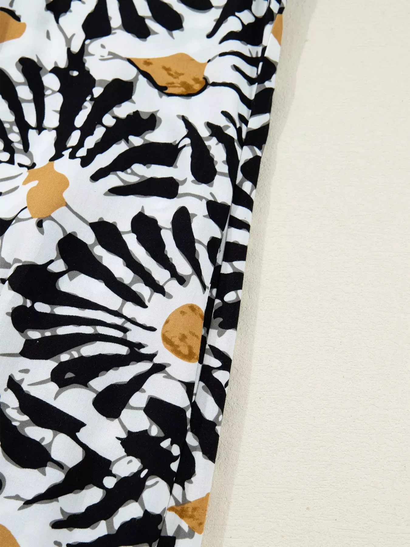 Abstract Floral Print Split Notched Dress - Image 9