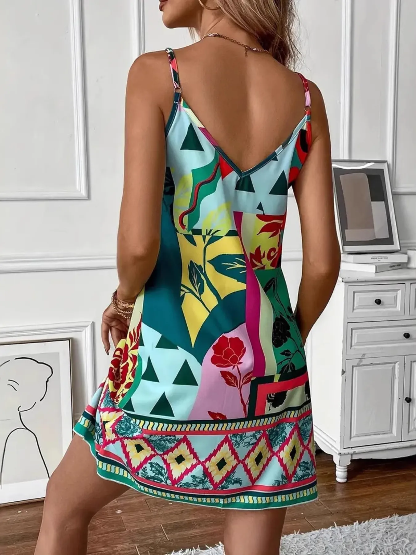 Abstract Print Cami Mini Dress - Image 6