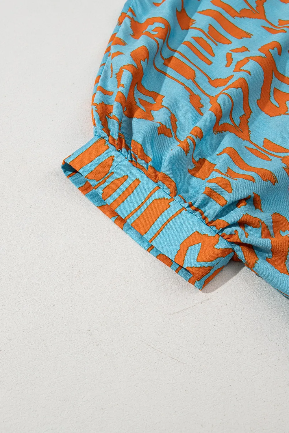 Abstract Print Dolman Short Sleeve Western Loose Shirt - Image 12