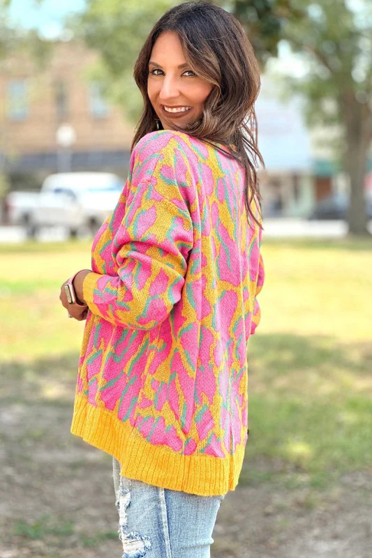 Abstract Print Ribbed Trim Baggy Sweater - Image 12