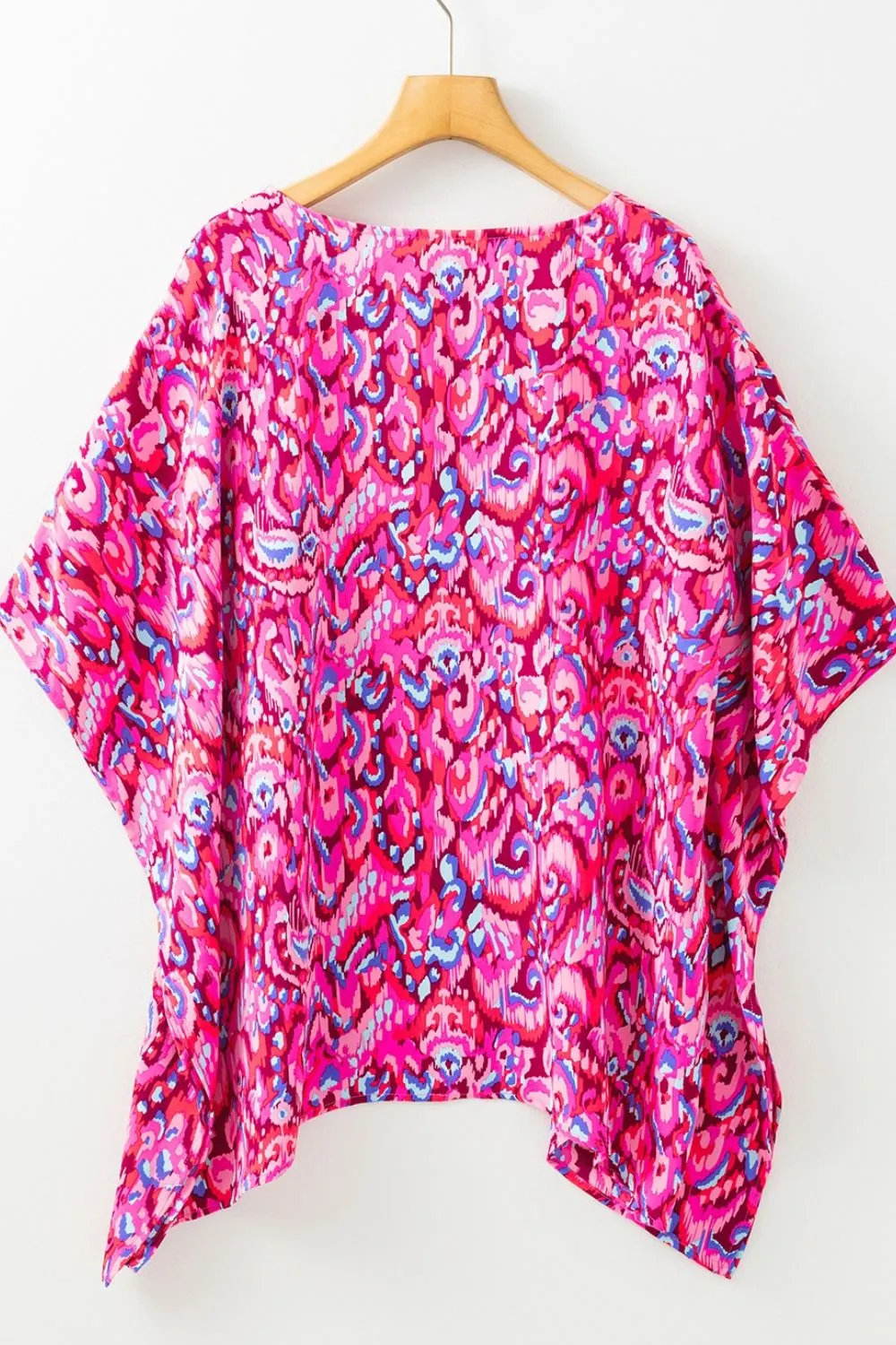 Abstract Print V Neck Half Sleeve Loose Fit Blouse - Image 12