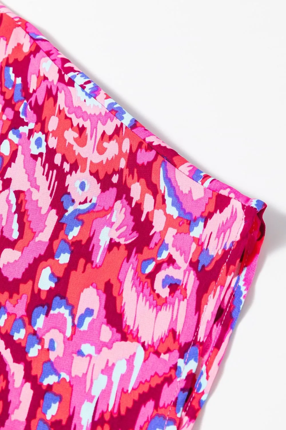 Abstract Print V Neck Half Sleeve Loose Fit Blouse - Image 13