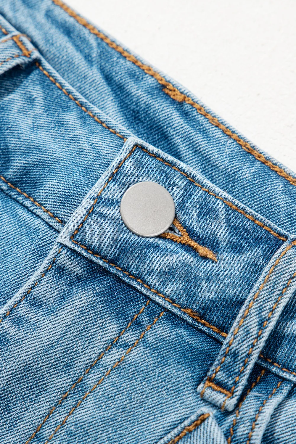 Acid Wash Bowknot Details High Waist Denim Skirt - Image 6