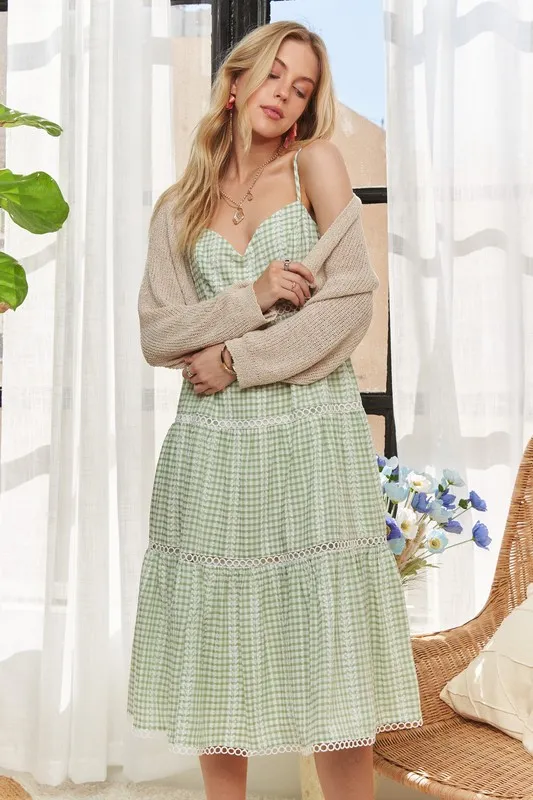 ADORA Gingham Detail Washed Dress - Image 5