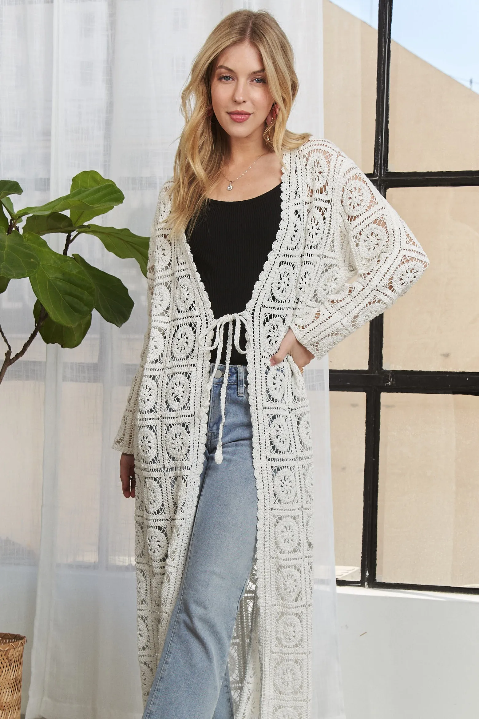 ADORA Long Sleeves Crochet Elastic Cardigan - Image 8