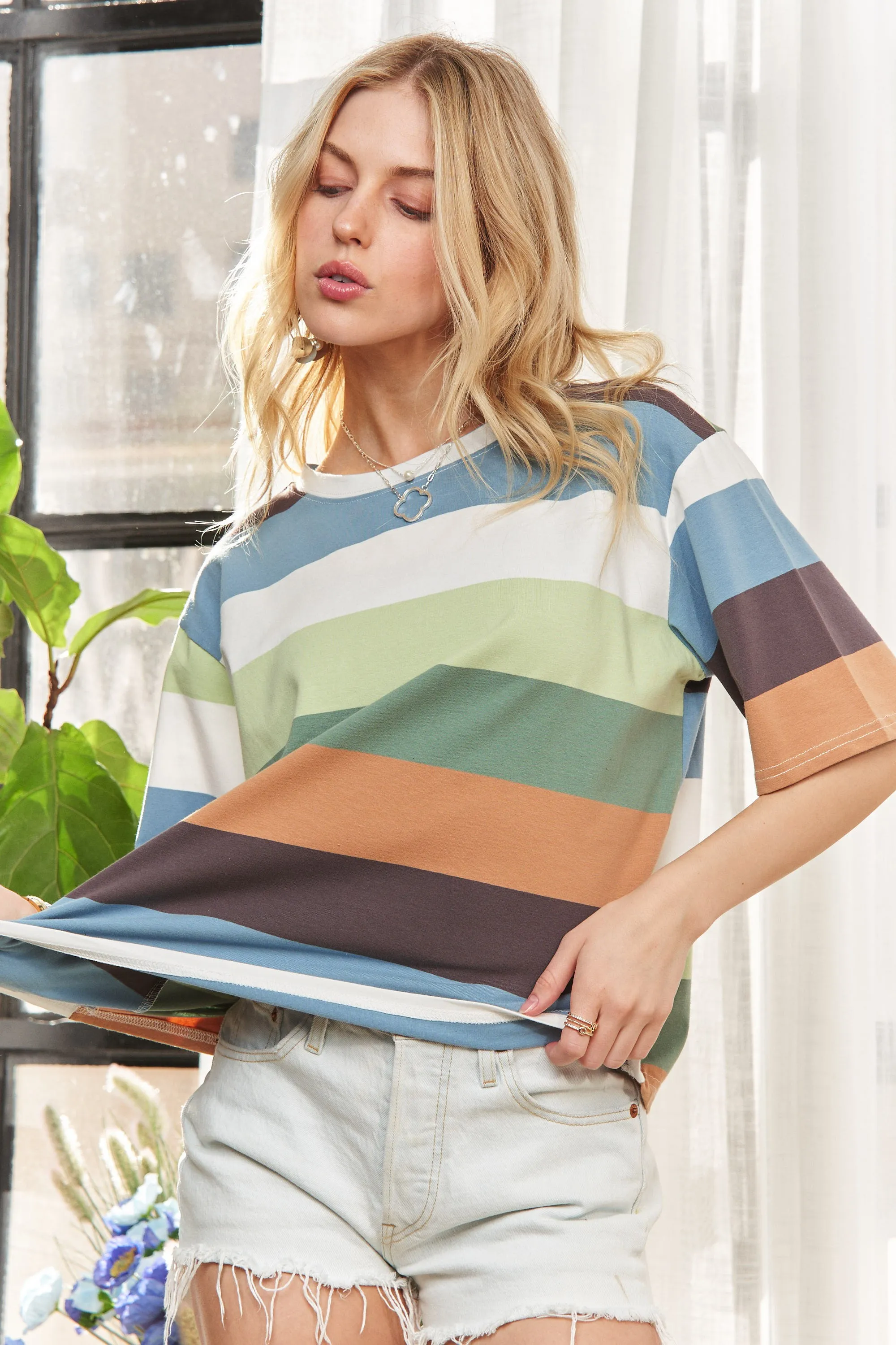 ADORA Multi Color Stripe Casual Top - Image 4