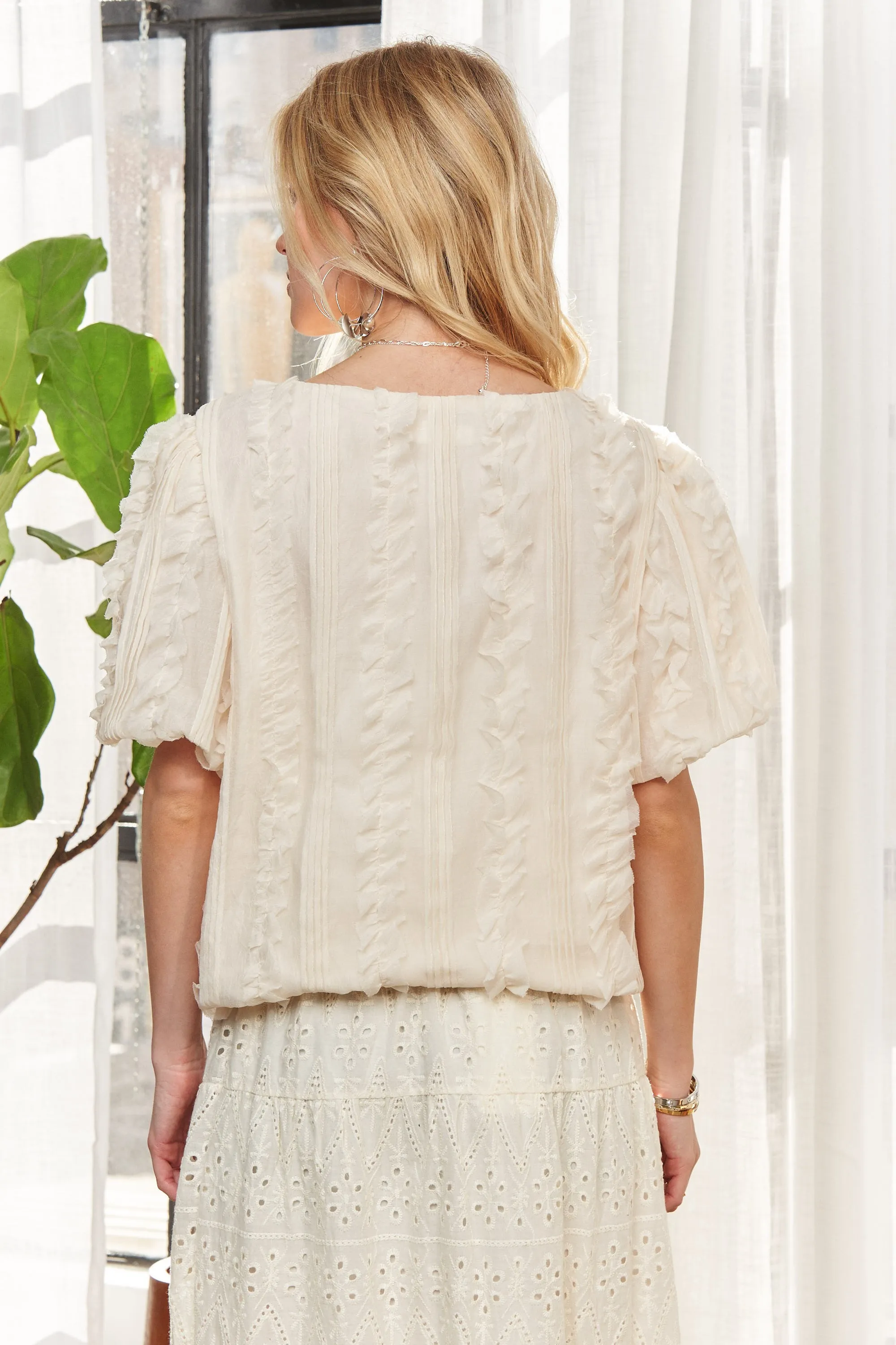 ADORA Solid Puff Sleeves Knit Top - Image 17