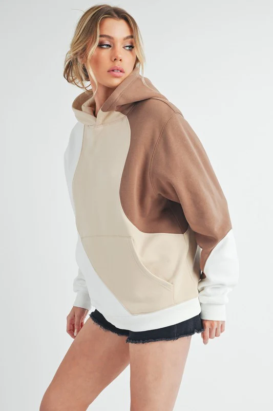 Aemi + Co Color Block Hoodie with Kangaroo Pocket - Image 4