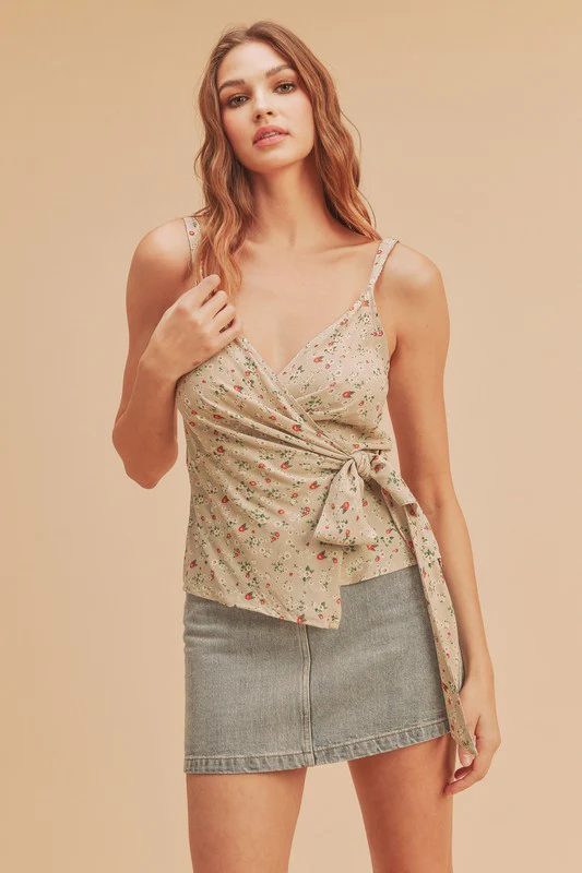 Aemi + Co Ditsy Floral Surplice Adjustable Straps Cami - Image 2