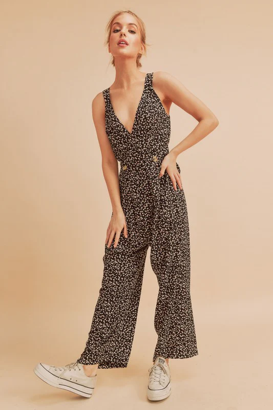 Aemi + Co Ditsy Floral Surplice Sleeveless Wide Leg Jumpsuit - Image 5