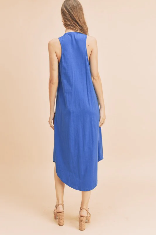 Aemi + Co Front Pleat Detail V-Neck Sleeveless Midi Dress - Image 6