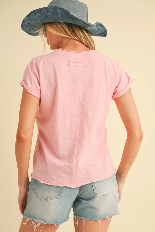 Aemi + Co Lettuce Edge Round Neck Short Sleeve T-Shirt - Image 3