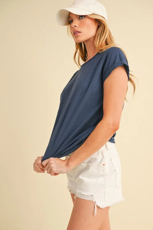 Aemi + Co Lettuce Edge Round Neck Short Sleeve T-Shirt - Image 4