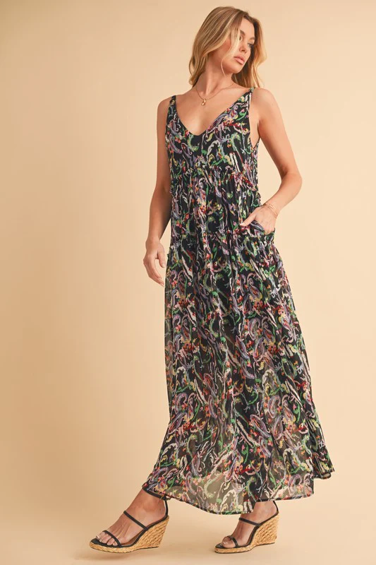 Aemi + Co Printed V-Neck Frill Tiered Cami Dress - Image 5