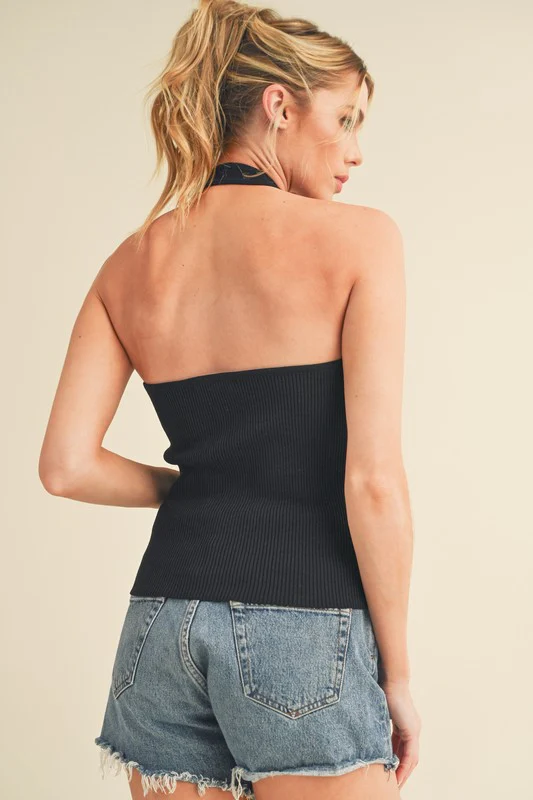 Aemi + Co Ribbed Halter Neck Cami - Image 5
