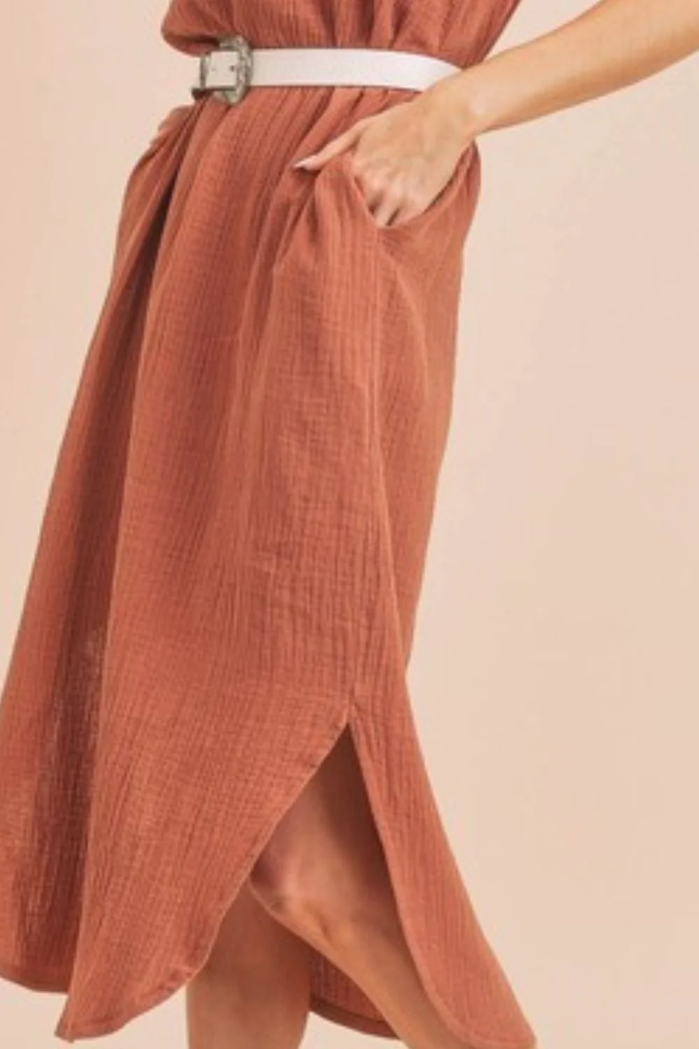 Aemi + Co Round Neck Midi Tank Dress with Pockets - Image 3